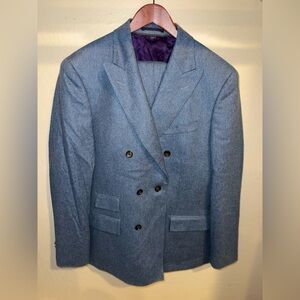 J. Crew x Paul Feig Blue Double-Breasted Suit 40R
